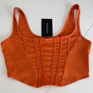 Omonsim Orange Corset-Style Crop Top, Size M, Tank Top